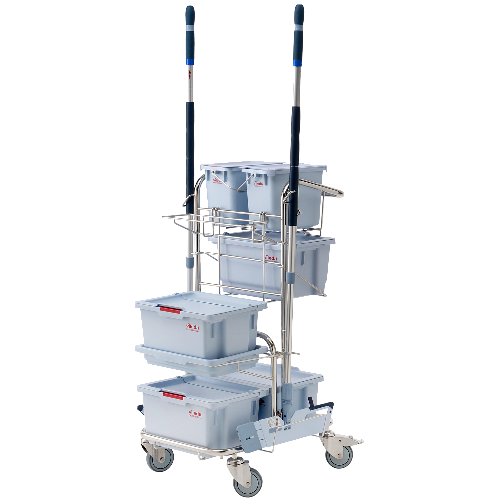 Тележка комплексная электрополированная для Чистых Помещений на базе Свеп Про