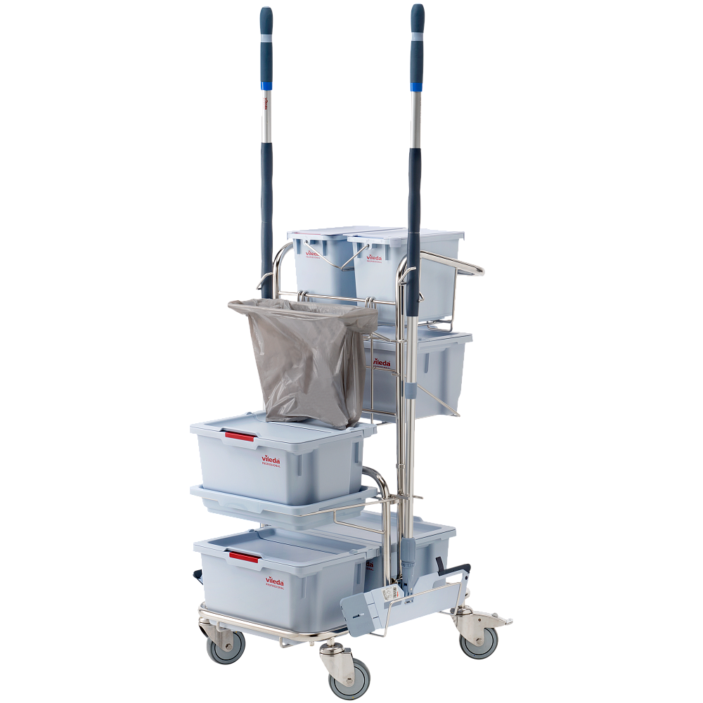 Тележка комплексная электрополированная для Чистых Помещений на базе Свеп Про