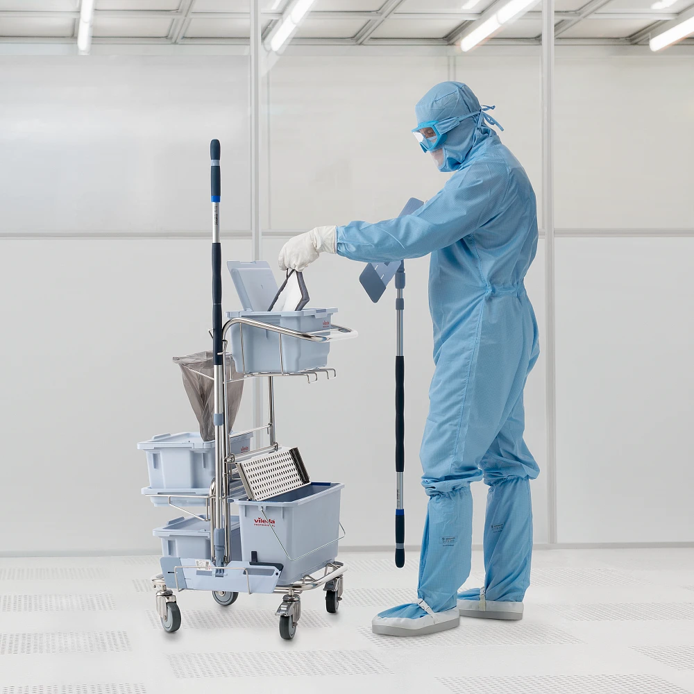 Тележка комплексная электрополированная для Чистых Помещений на базе Свеп Про