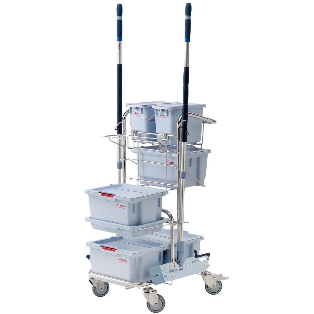 Тележка комплексная электрополированная для Чистых Помещений на базе Свеп Про